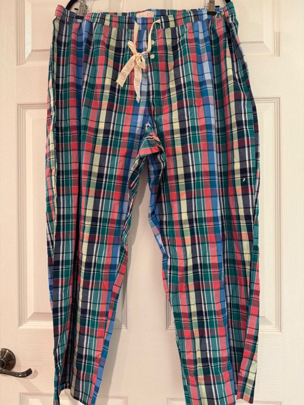 Love By Gap Plaid Cotton Pajama Pants XL Multicolor Elastic Waist